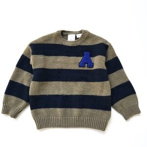 Zara Boys 2‎ Green Blue Striped Sweater Pullover